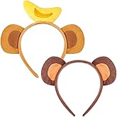 Kirei Sui 2-Piece Brown Monkey Ears Headband for Adult Cute & Soft Halloween Christmas Party Accessories Costume