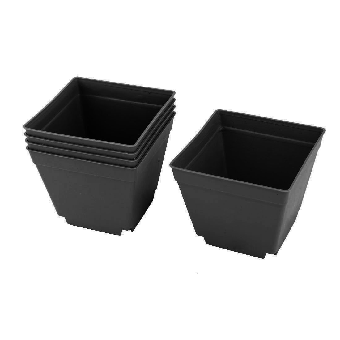 Sourcingmap Plastic Restaurant Square Flower Plant Succulents Pot Holder 4 x 4 Inch 5 Pcs Black