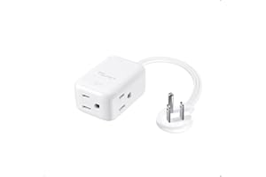 NUTICT Flat Extension Cord Short 1.5ft, ETL Listed, 3 Prong Indoor Cord Extension with 900J Surge Protector, Low Profile Righ