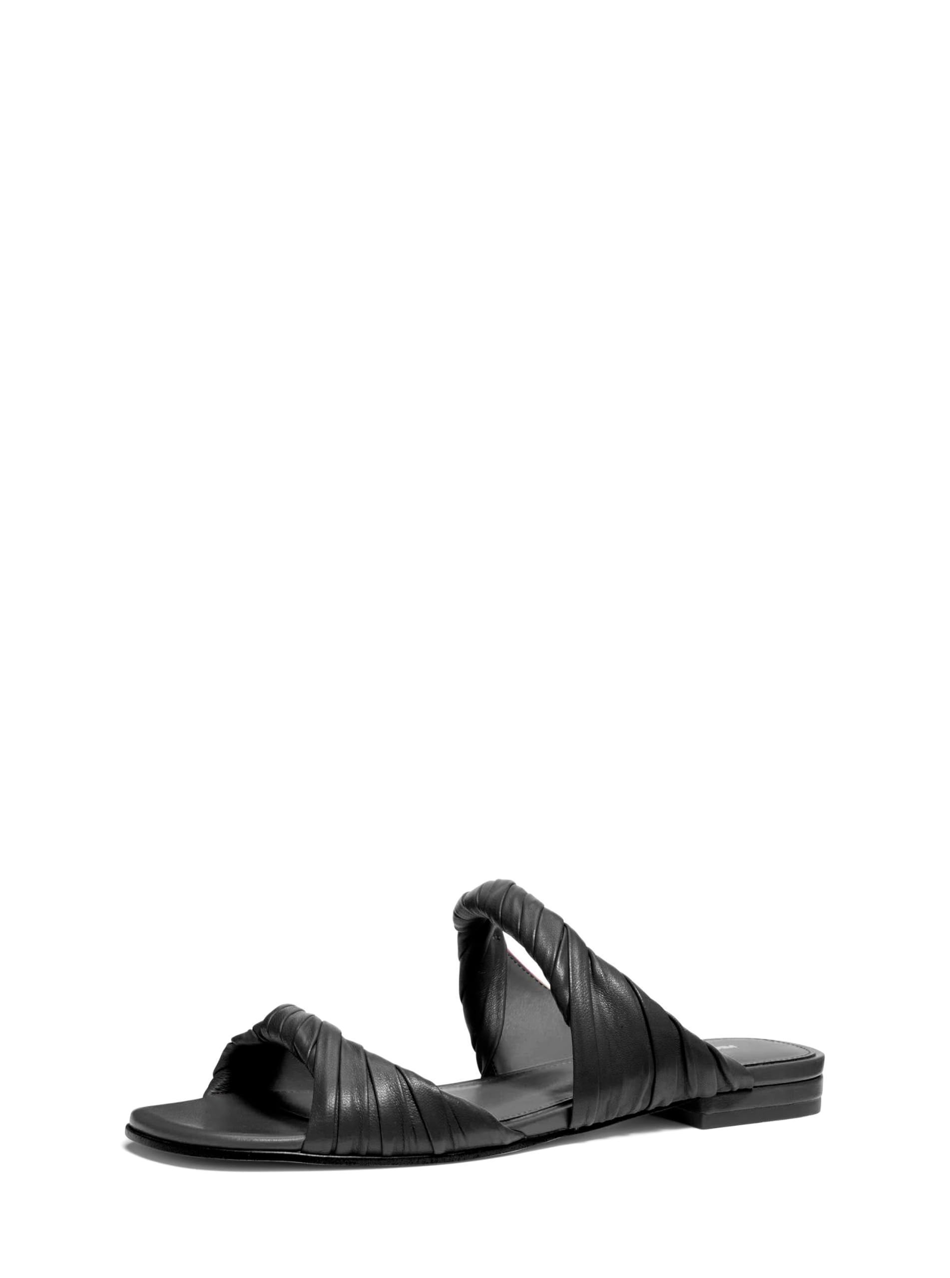 Michael Kors Women’s Kiana Flat Sandal, Napa Leather/Black, 11