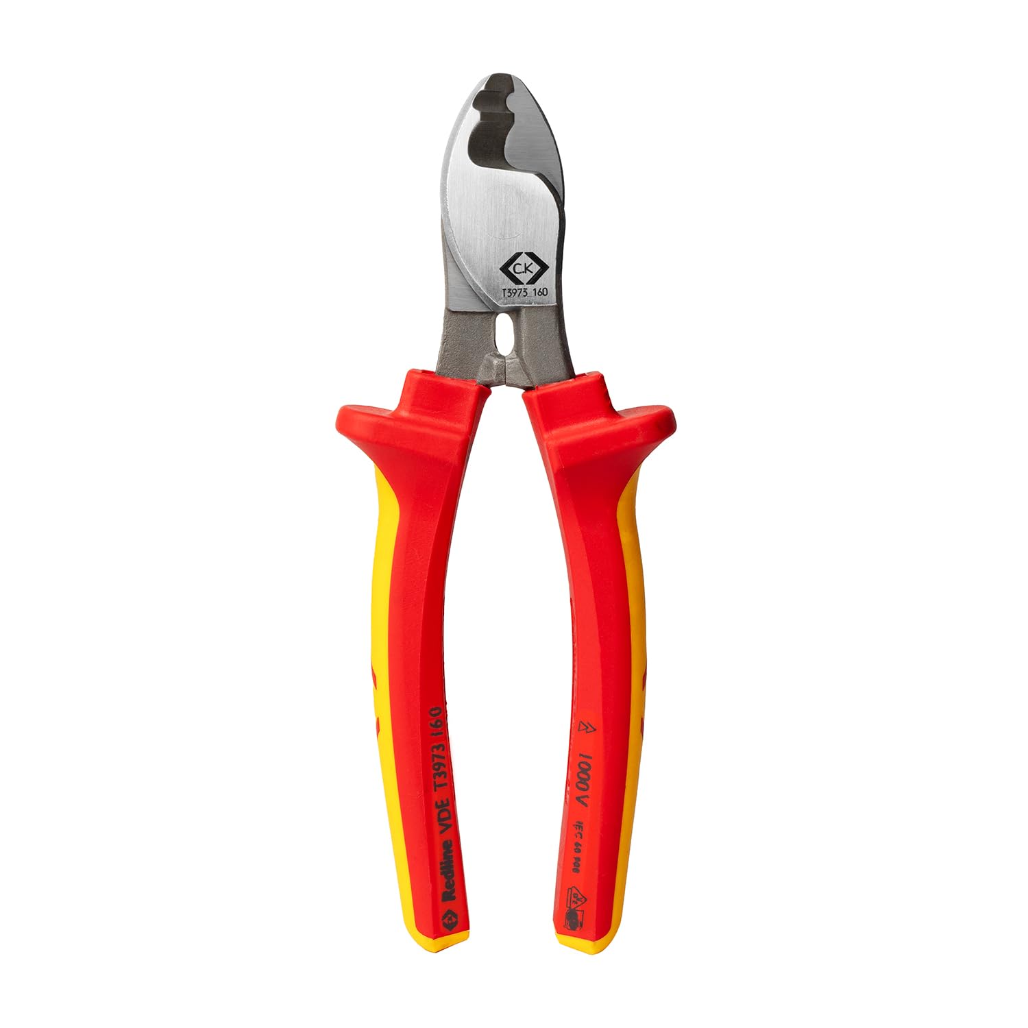 C.K Redline VDE Cable Cutters 160mm, German Made Razor Sharp Electrical Wire Cutter & Stripper, Heavy Duty Croppers for Electrician, Electricians Snips, CK Tools T3973 160