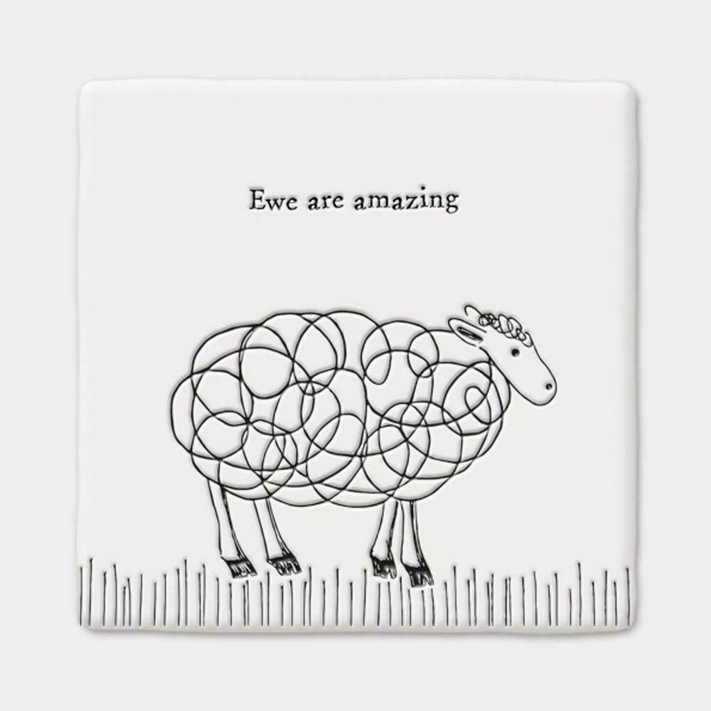 East of India Porcelain Square Coaster 'Ewe are Amazing' - Gift