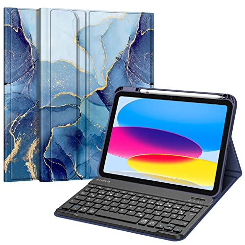 FINTIE Hülle mit Tastatur für iPad (A16) 11/10 Generation (2025/2022, 11/10.9 Zoll), Schutzhülle mit Stifthalter, Soft TPU Rückschale und magnetisch A