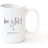 The Cotton & Canvas Co. Be Still Bible Verse, Religious, Scripture, Christian Porcelain Ceramic Coffee Mug