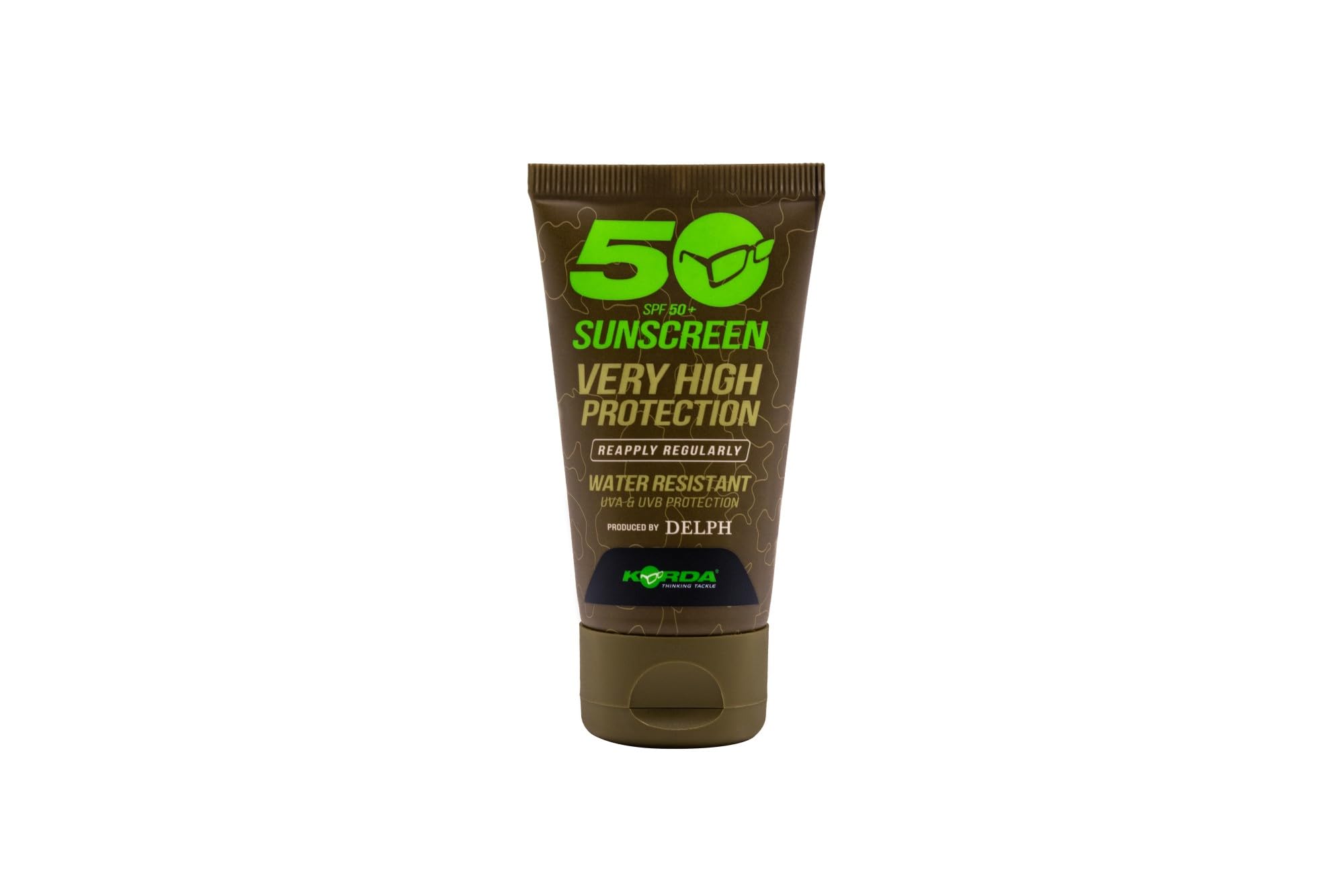 Korda Sunscreen SPF50 - 50ml, Unfragranced, High Protection, Water-Resistant, Ideal for Anglers