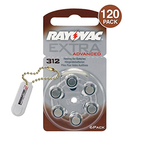 Rayovac Extra Advanced Hearing Aid Batteries Size 312 (120 Batteries) + Keychain