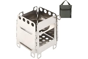 Portable Stainless Steel Folding Stove, Wide Opening Design for Adding Wood with Reusable Pouch, for Outdoor Camping BBQ Hiki