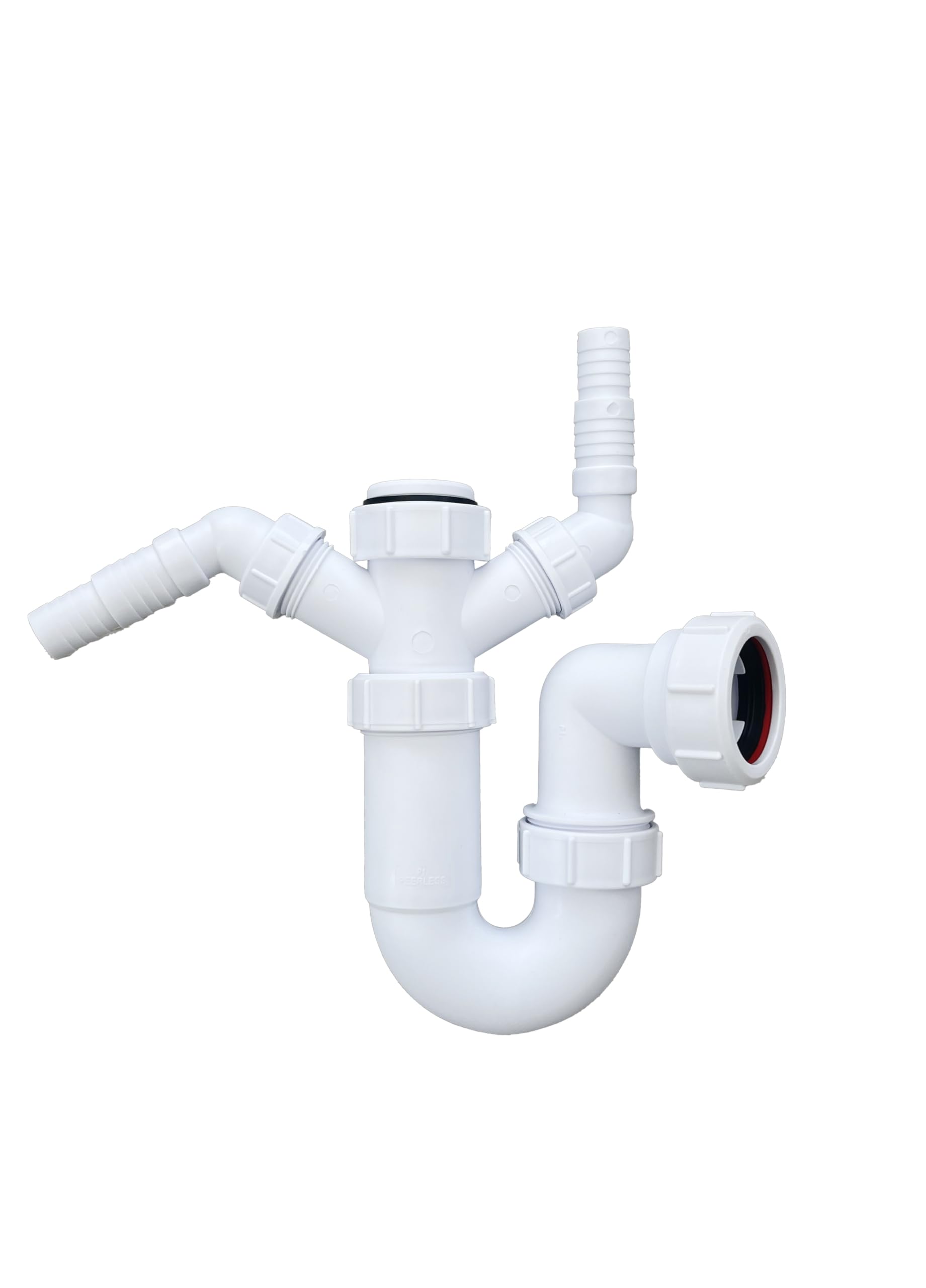 Premium Sink Swivel P Trap with Twin 135 Degree Nozzles 40mm (1.1/2"), Complete with 75mm Water Seal, Compliant with BS247-1:2002 Standard