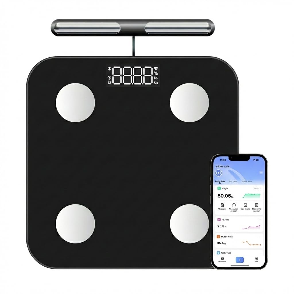 Photo 1 of The Body Pod Smart Scale: 8-Electrode Health Scale with 40+ Measurements Including Weight, Fat, BMI, Muscle Mass - Full Body Composition, 400 lbs Limit, 4xAAA Batteries Included