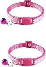 Tafeiya 2 Pack Cat Collars Safety Quick Release Adjustable Pink Paw Print