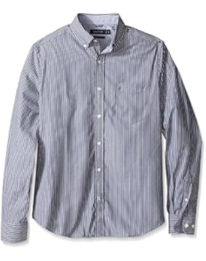 Men's Wrinkle Resistant Classic Fit Vertical Stripe Ls Dress Shirt