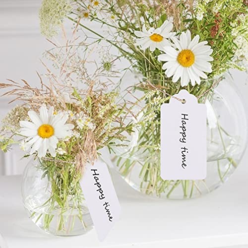 SallyFashion Kraft Paper Tags, 100 PCS White Gift Tags 2X4 Inches Craft Hang Tags with Free 100 Root Natural Jute Twine for Gifts Arts and Crafts Wedding Holiday