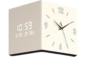 Multipurpose Square Wall Clock with Traditional Hands and Digital Display Double Sided Corner Clock for Home or Corner Wall C