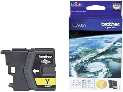 Brother LC-985Y Yellow Ink Cartridge Standard Yield 260 Pages for DCP-J125 J415W