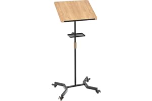 ZHOOGE Lectern Podium Stand with Storage Platform, Height Adjustable Mobile Steady Standing Design, Multi-Purpose Tabletop for Speech, Lecture, Church, Reading or Laptop Desk