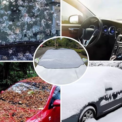 NOYVYDS Car Front Windshield Sunscreen, Car Windscreen Cover Against UV Rays and Heat, Magnetic, Universal for Most Vehicles, 199 x 127 cm, Silver