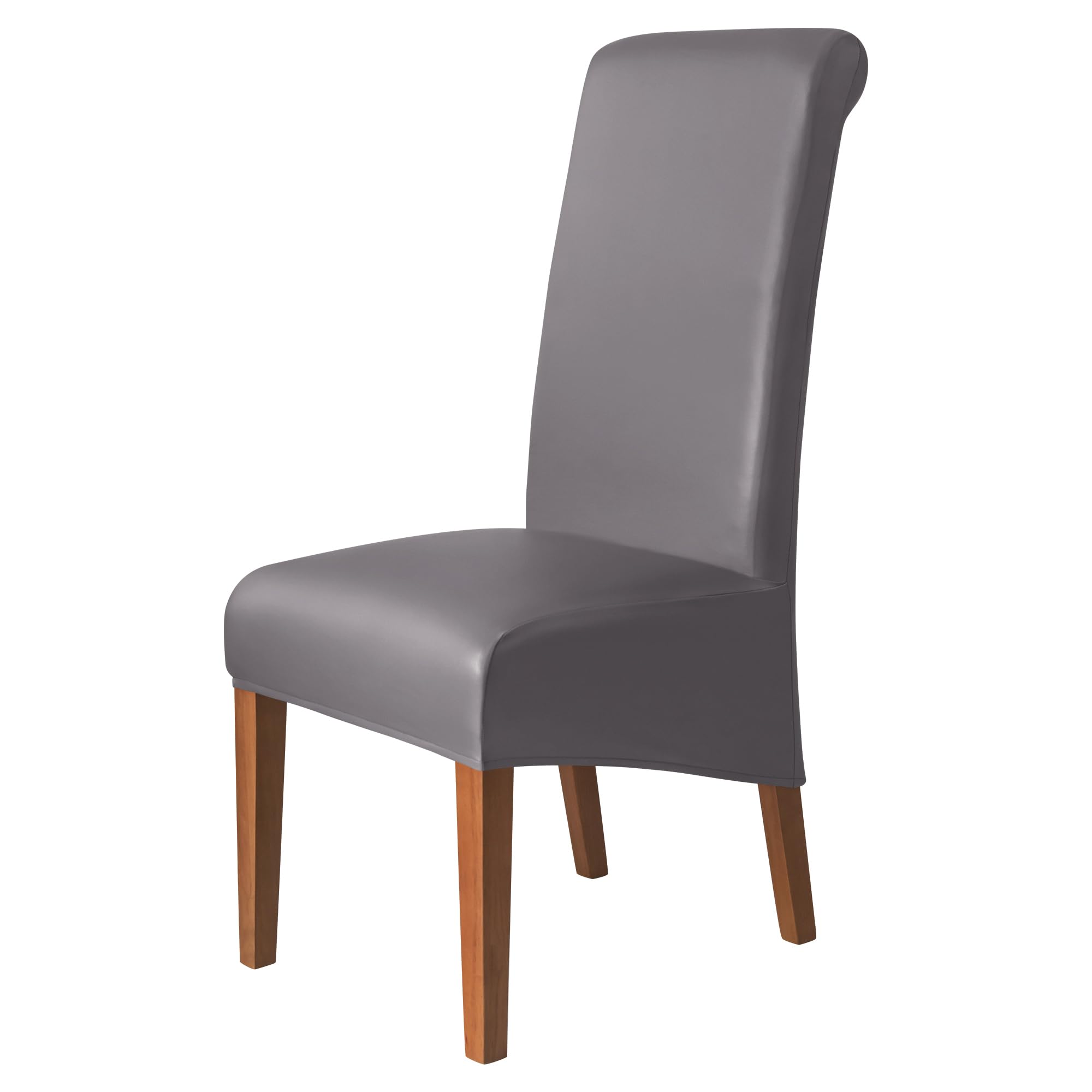 iEventStar High Back Chair Cover PU Faux Leather Waterproof Stretch Dining Chair Protect Slipcover (Gray High Back, 2)
