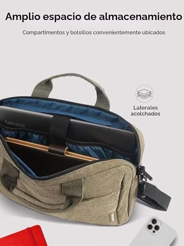 Mala casual T210 de 16", Mala fina com alça de ombro, Tecido Resistente à Chuva, Bolsos Organizados para Acessórios e Documentos – Verde