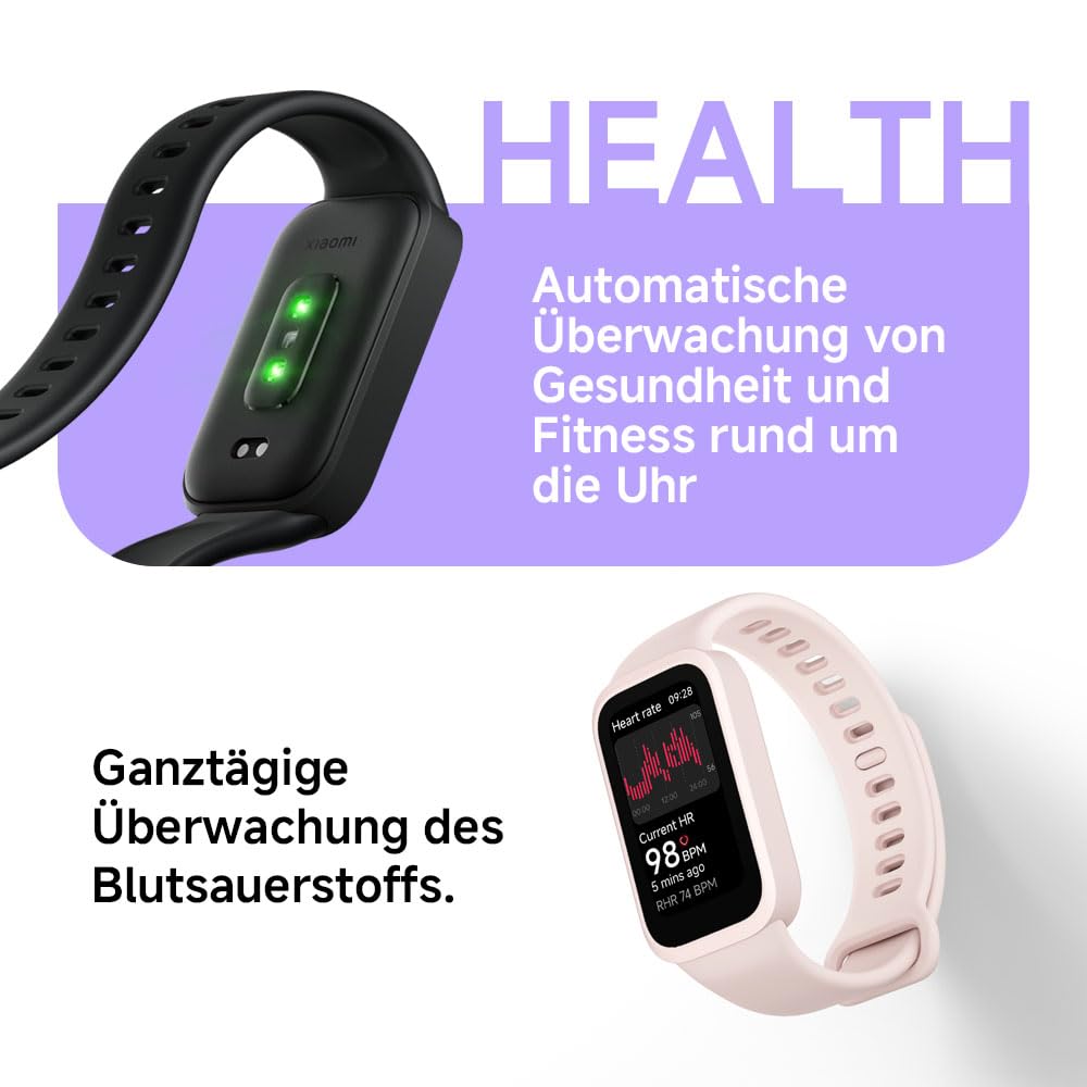 XIAOMI Smart Band 9 Active Schwarz – 1.47" TFT, 450 Nits, 18 Tage Akku, 50 Sportmodi, SPO₂-Sensor, 5ATM Wasserdicht 6