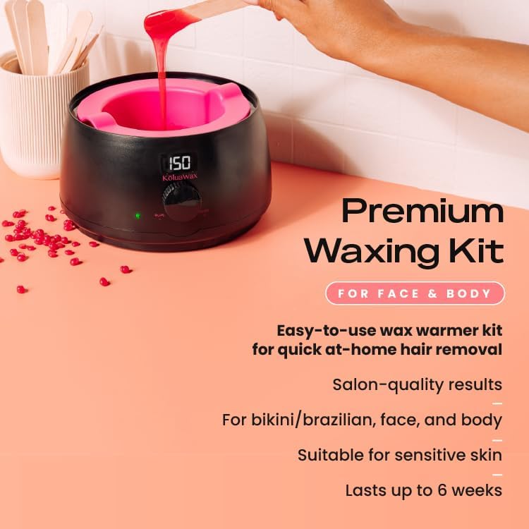 KoluaWax Premium Waxing Kit for Women Hot Melt Wax Warmer for Hair