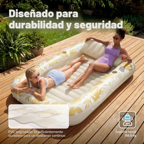 SLOOSH Inflatable Tanning Pool Float, 70"x46" Pool Floats for Adults with Pillow, 4 in 1 Float Tanning Raft, Sunbathing Bed for Sunbathing for Sunbathing for
