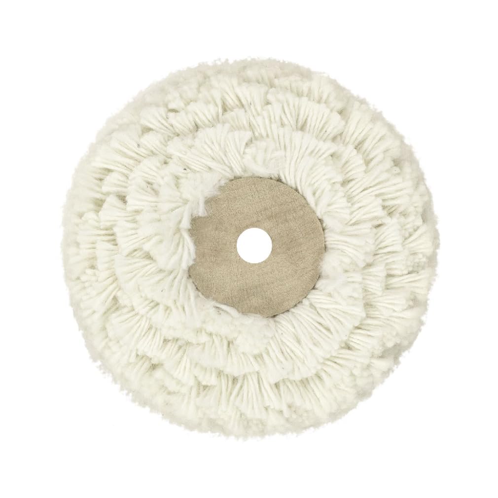 BUZZUFY Cotton polishing Wheel with Wooden Centre 80 x 40 mm Tool for polishing Machine, White