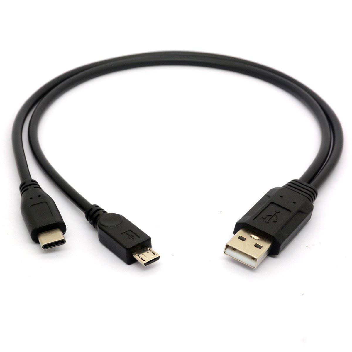 Tomost USB 3.1 Type C Multi Charging Cable, USB 2.0 with 1x Micro USB and 1x USB C Connectors Compact Charger Cable Cord 30CM
