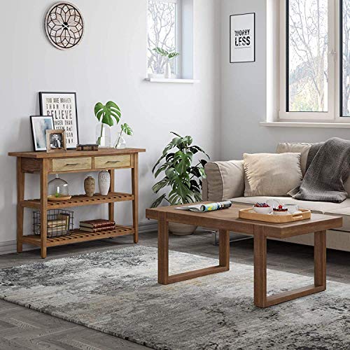 HOMECHO Rustic Console Table with Drawers, Farmhouse Hallway Entryway