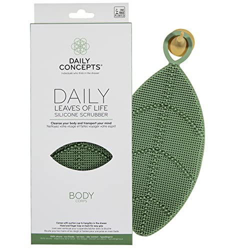 Daily Leaves of Life Body Silicone Scrubber - The Silicone Bristles Exfoliate, Cleanse and Massage Your Chest, Shoulders, Arms, Legs and Back to Leave Your Skin Feeling Fresh, Clean and Smooth