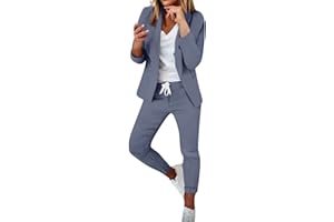 Yihaojia Blazer and Pants 2 Piece Set Women Business Outfits Casual Outfits Work Office Lapel Collar Suit Petite Work Pant