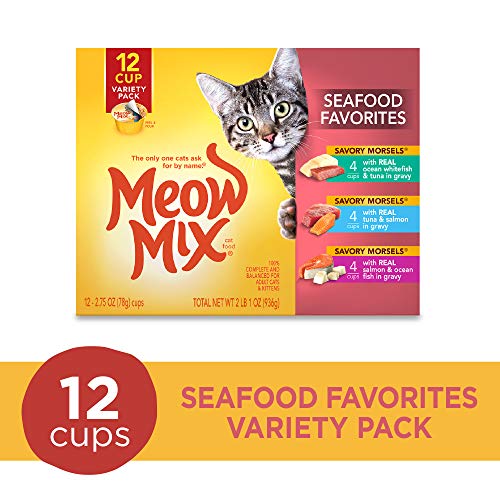 Meow Mix Seafood Favorites Wet Cat Food, Variety Pack, 2.75 Ounce Cup