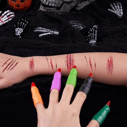 Finger Pointers for Kids Reading, Multicolor Witch Fingers, Finger Nail Covers for Kindergarteners, Young Readers, Cosplay Costume Party, Masquerade Decorations, 24 Pcs