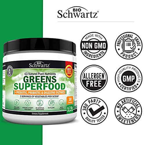 Super Greens Superfood Powder Greens Powder with Probiotics Prebiotics Digestive Enzymes and