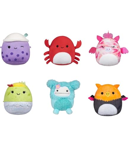 Squishmallows 3.5-Inch Fantasy Squad Keychain Set - 6 Mini Plush Clip-On Characters