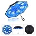 Reverse Folding Umbrella-Windproof & UV Protection - Inverted Umbrella with Free Carrying Bag , Sky Blue