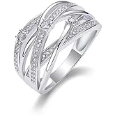 ENDLESSNESS & ETERNITY Crisscrossed Half Eternity Multi-layer CZ Diamond Wedding Band Ring 14K Gold Plated Stackable Anniversary Ring