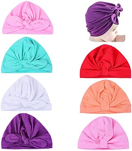 TinTop Baby Headbands Turban Cute Rabbit Ear Twist Bowknot Head Wrap Cotton Unisex Baby Hat Elastic Hairband Stretchy Hair Hat Accessories Headwraps (7 Pack)