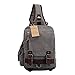 Ulgoo Canvas Messenger Bag Single Shoulder Backpack Durable Strap Travel Rucksack (Grey)