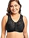 Delimira Women's Front Closure Full Coverage Wirefree Racerback Lace Plus Size Bra Black 40D