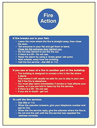 Caledonia Signs 31438H Sign, Fire Action Notice (Stay Put) For Flats