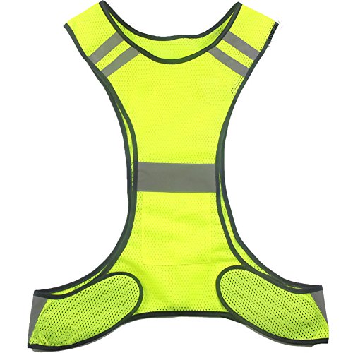 Ueasy High Visibility Running Cycling Safety Vest Reflective Vest With Reflective Stripes (Yellow)