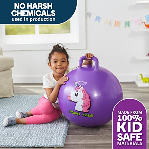 Flybar Hopper Ball for Kids Bouncy Ball with Handle, Durable Bouncy Balls, Kangaroo Ball