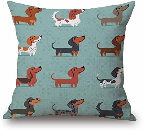 Hidoon Christmas Festival Dachshund Cushion Cover 45X45cm Happy Birthday Sausage Dog Pillow Cases Kids Gift Bedroom Sofa Decoration - Pattern 10
