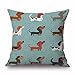 Hidoon Christmas Festival Dachshund Cushion Cover 45X45cm Happy Birthday Sausage Dog Pillow Cases Kids Gift Bedroom Sofa Decoration - Pattern 10