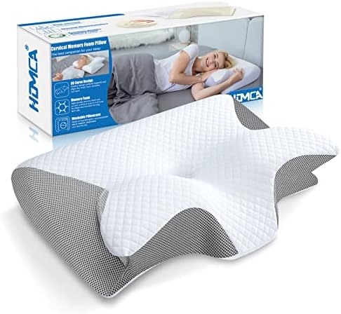 Cuscino Cervicale 2 in 1 Memory Foam per Dormire,Grigio,60x40x12/14cm