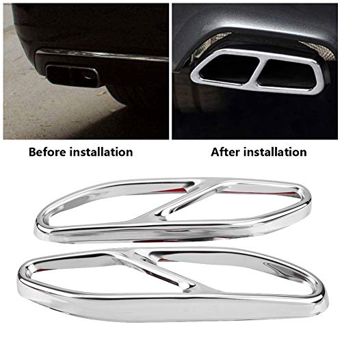 KIMISS 2Pcs Car Stainless Steel Silver Exhaust Tailpipe Cover Trim for Mercedes Benz S Class W222 2018 - Thumbnail 2