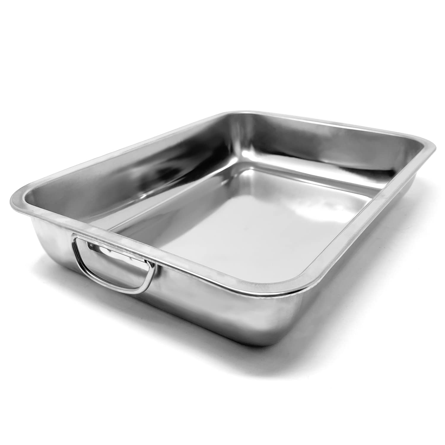 Space Home - Deep Baking Sheet Pan, Stainless Steel Baking Tray - Stainless Steel Cookie Baking Sheet, Sheet Cake Pan for Roasting, Deep Roasting Tin with Folding Handles - Roasting Tin with Handles