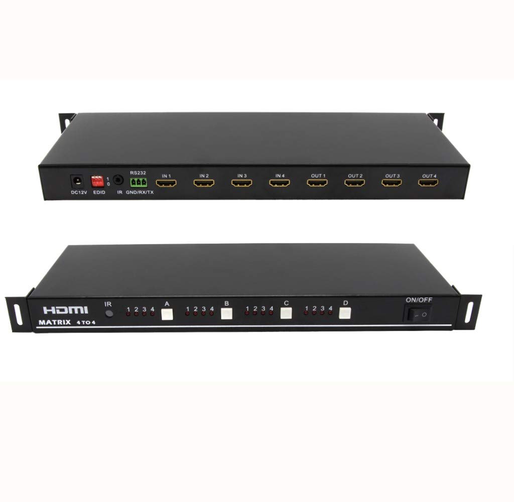 HDMI matrix switcher, 4 in 4 out 4K HD digital HDMI matrix switcher 4X4 HDMI bracket type distributor RS232 control