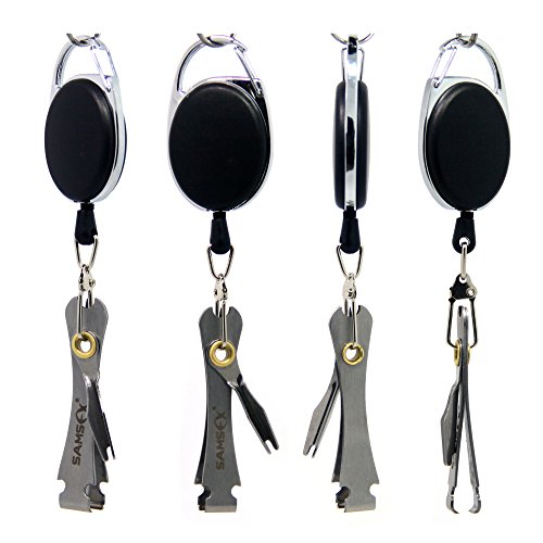 SAMS FISHING Pin on Reel & Combo Line Nipper Cutter Braid Snips - Fly Fishing Zinger & Line Nippers With Knot Tying Eye Cleaner Fast Tie Combo Tool (A072)