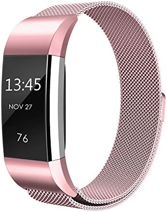 einBand Fitbit Charge 2 Strap Band replacement, Milanese Loop Stainless Steel Metal Bracelet Strap with Unique Magnet Lock for Fitbit Charge 2 Small, Large